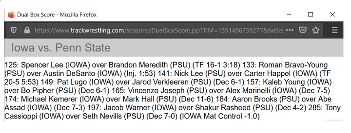 Box Score Directly on Trackwrestling's OPC Page